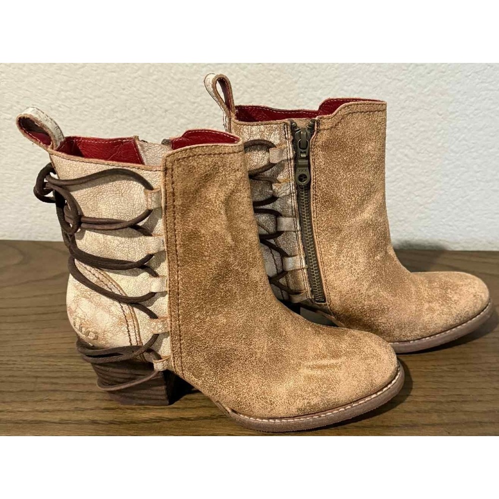 BED STU Blaire Women's Leather Ankle Boots Tan & Nectar Sz 7.5 NEW MSRP $245